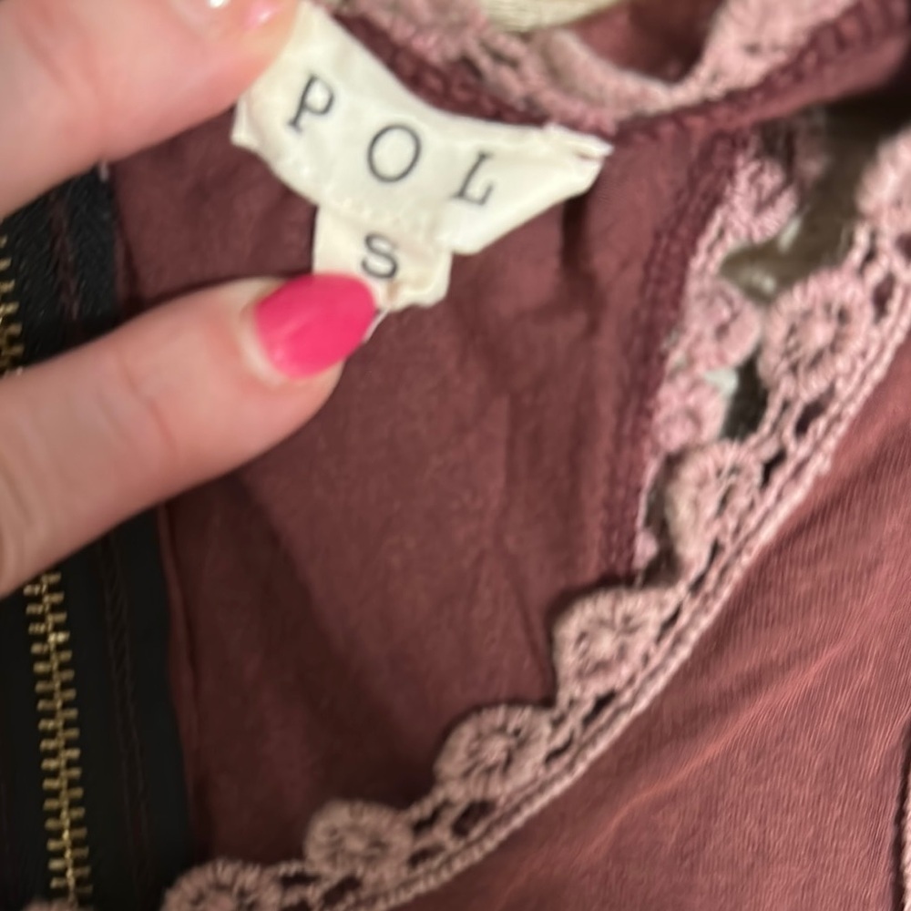 POL Sweet And Simple Racerback Sleeveless Babydoll Tank Womens Small Zip - Picture 2 of 8